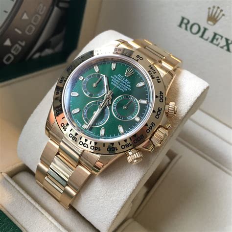 rolex daytona gold green price